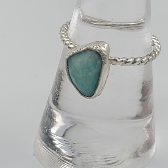 AMAZONITE RING HANDMADE IN STERLING SILVER METAL SIZE 7.5 - Picture 6 of 6